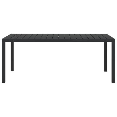 vidaXL dārza galds, melns, 185x90x74 cm, alumīnijs un WPC