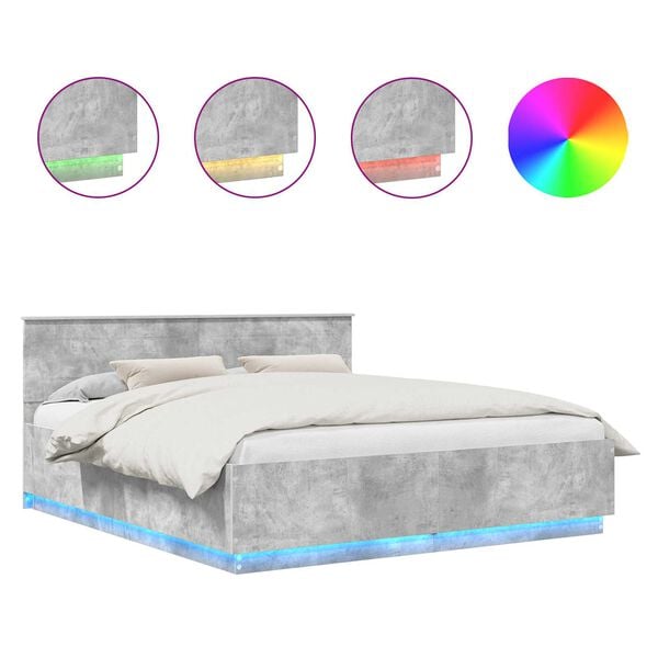 vidaXL Gultas rāmis Betona pelēks 200 x 200 cm Inženierijas koks