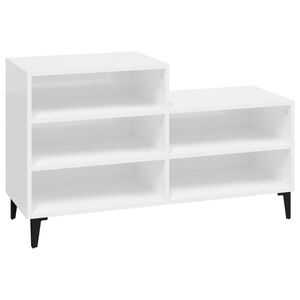 vidaXL apavu plaukts, spīdīgi balts, 102x36x60 cm, inženierijas koks