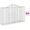 vidaXL arkveida gabiona grozi, 4 gb., 200x50x120/140cm, cinkota dzelzs