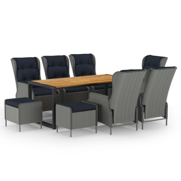 vidaXL 9-daļīgs dārza mēbeļu komplekts, gai&scaron;i pelēks