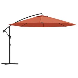 vidaXL saulessargs ar tērauda kātu, 350 cm, sarkanbrūns