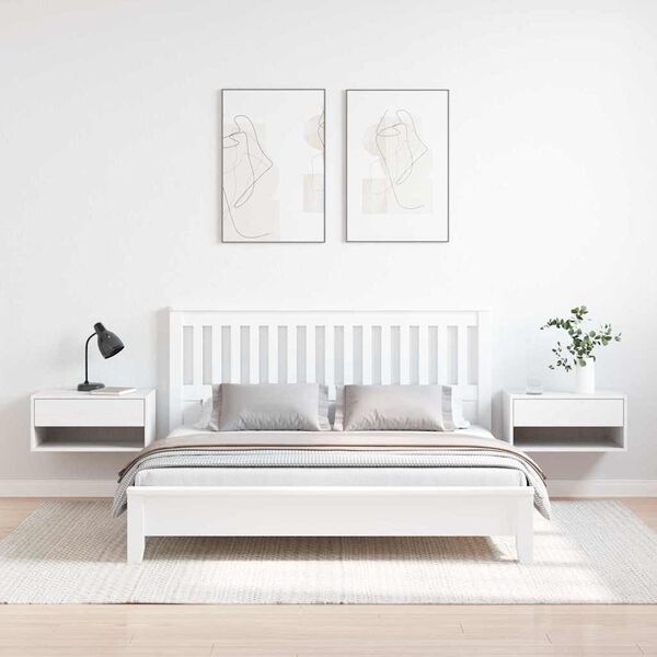 vidaXL Naktsgaldiņ&scaron; 2 pcs Balts 50 x 32,5 x 24 cm Priedes masīvkoks