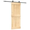 vidaXL Slīdo&scaron;ās durvis Dabiska un melna 80 x 210 cm Cieta priedes koks