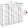 vidaXL arkveida gabiona grozi, 5 gb., 200x50x160/180cm, cinkota dzelzs
