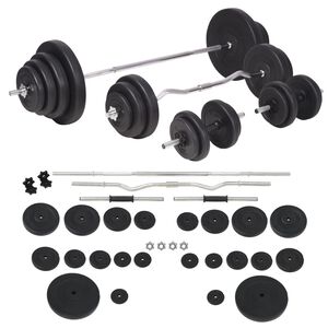 vidaXL svaru stieņu un hanteļu komplekts, 120 kg