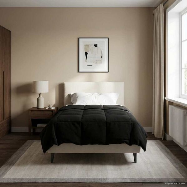 vidaXL Ziemas gultas sega Tiltiņ&scaron; Melna 155 x 220 cm Mikro&scaron;ķiedra