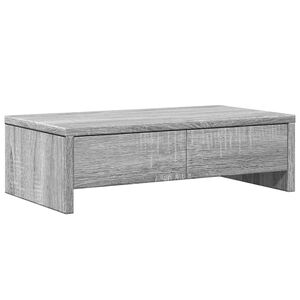vidaXL monitora statīvs ar atvilktnēm, pelēka koka, 50x27x15 cm