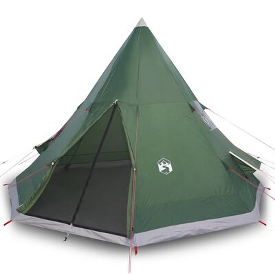 vidaXL kempinga telts, tipi, 4 personām, zaļa, ūdensnecaurlaidīga