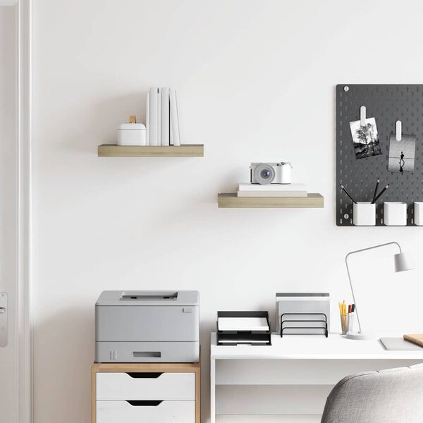 vidaXL sienas plaukti, 2 gab., ozolkoka krāsā, 40x23x3,8 cm, MDF