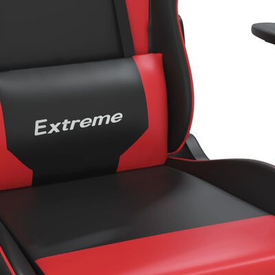 vidaXL masāžas datorspēļu krēsls, melna un sarkana mākslīgā āda