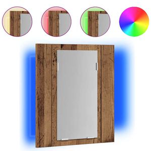 vidaXL vannasistabas spoguļskapītis ar LED, veca koka, 40x12x45 cm