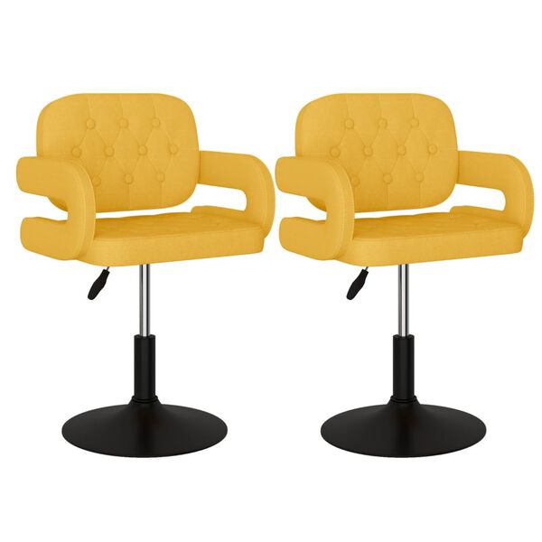 vidaXL grozāmi virtuves krēsli, 2 gab., sinepju dzeltens audums