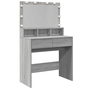 vidaXL spoguļgaldiņ&scaron; ar LED, pelēka ozolkoka krāsa, 80x41x134,5 cm