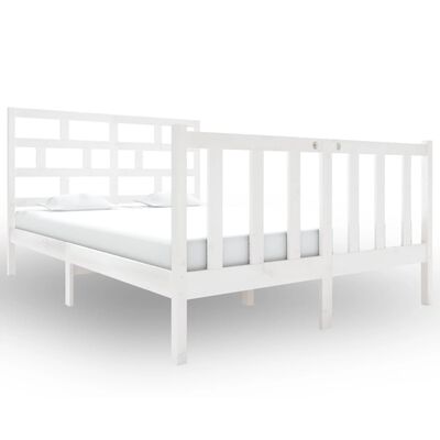 vidaXL gultas rāmis, balts, priedes masīvkoks, 120x190 cm, divvietīgs
