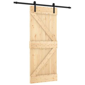 vidaXL Slīdo&scaron;ās durvis 85 x 210 cm Cieta priedes koks (neapstrādāts)
