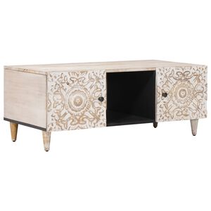 vidaXL Kafijas galdiņ&scaron; Balts 100 x 54 x 40 cm Cieta mango koksne