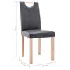 vidaXL virtuves krēsli, 6 gab., pelēka mākslīgā zam&scaron;āda