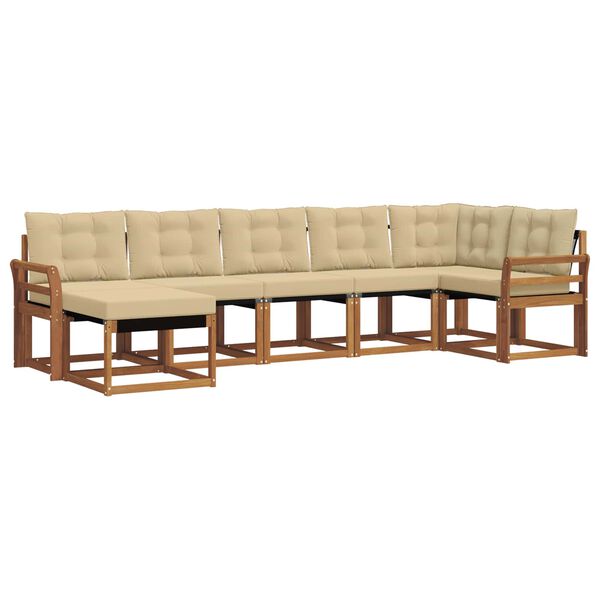 vidaXL Āra dīvānu komplekts ar spilvenu 7 pcs Dabisks un bē&scaron;s