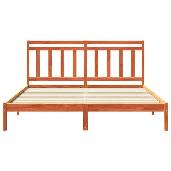 vidaXL Gultas rāmis Vaks brūns 205,5 x 185,5 x 100 cm Cieta priede