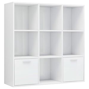 vidaXL grāmatu plaukts, spīdīgi balts, 98x30x98 cm, inženierijas koks
