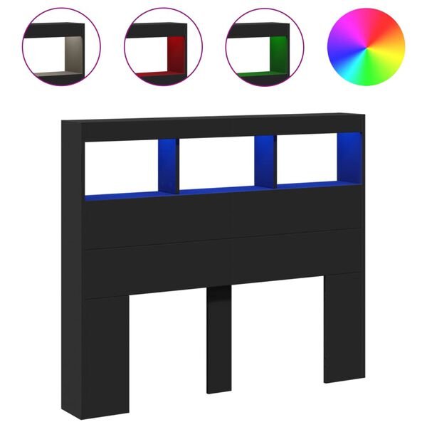 vidaXL galvgaļa skapis ar LED, melns, 120x17x102 cm