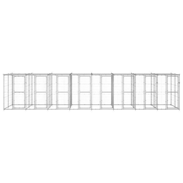 vidaXL suņu voljērs ar jumtu, 19,36 m&sup2;, cinkots tērauds