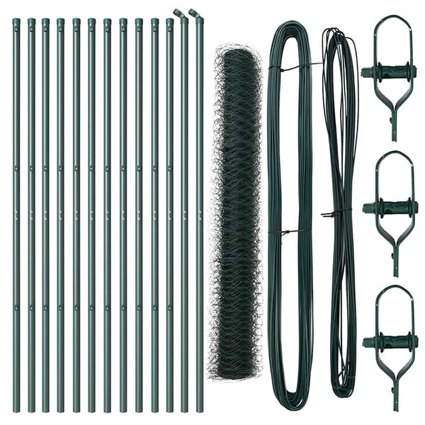 vidaXL Žoga āķis Zaļa 25 x 1 m (50 mm acs) Tērauds