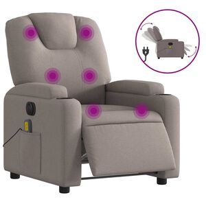 vidaXL elektrisks masāžas krēsls, atgāžams, pelēkbrūns audums