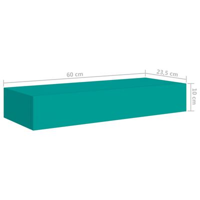 vidaXL sienas atvilktņu plaukts, zils, 60x23,5x10 cm, MDF