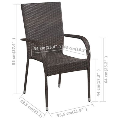 vidaXL dārza krēsli, 4 gab., PE rotangpalma, brūni