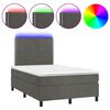 vidaXL atsperu gulta ar matraci, LED, tum&scaron;i pelēks samts, 120x190 cm