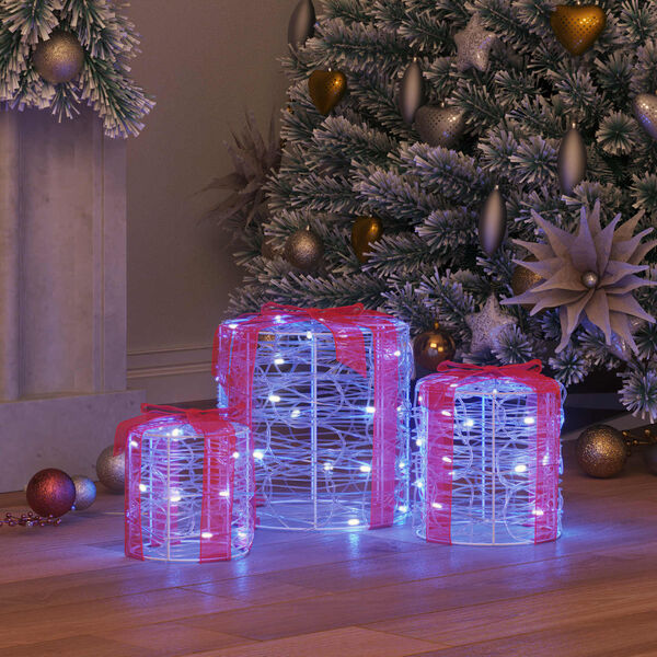 vidaXL Dāvanu Kaste Dekorācija 3 pcs Zila 20 x 20 x 21 cm Akrils