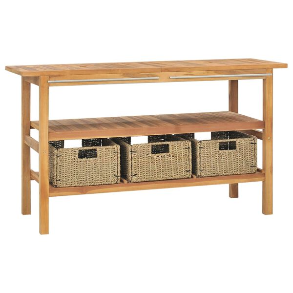 vidaXL vannasistabas plaukts ar izlietnēm, krēmkrāsas marmors, tīkkoks