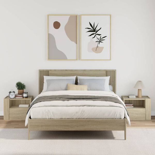 vidaXL sienas naktsskapīši, 2 gab., ozolkoka krāsa, 45x30x35 cm