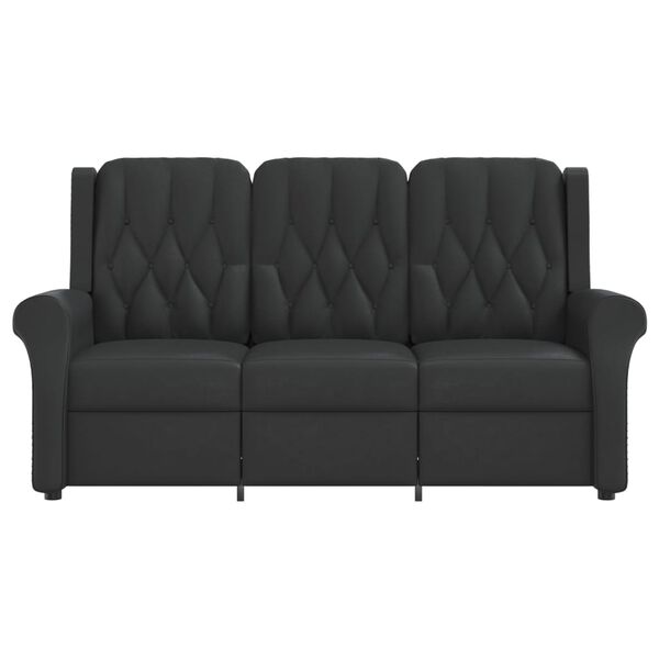 vidaXL trīsvietīgs masāžas krēsls, spīdīgi melna mākslīgā āda