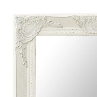 vidaXL baroka stila sienas spogulis, 50x80 cm, balts