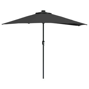 vidaXL Dārza parasols Melna 294 x 150 x 224 cm Poliesters un tērauds