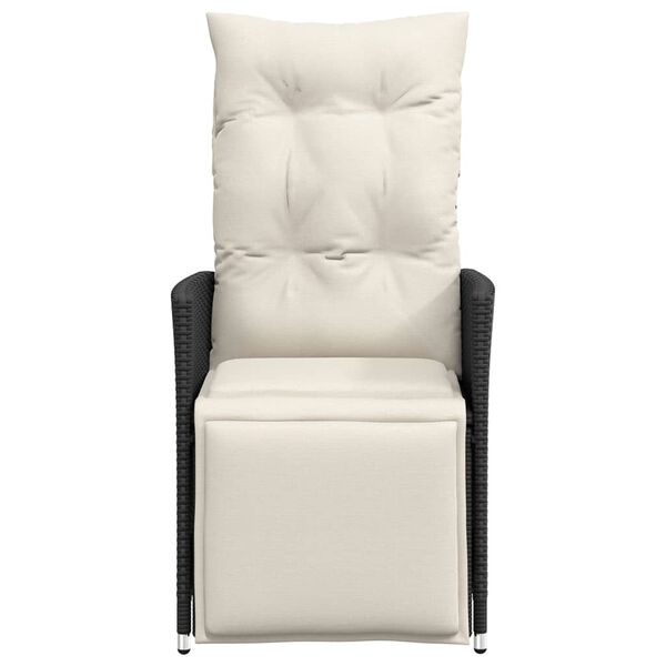 vidaXL atgāžami dārza krēsli, 2 gab., matrači, melna PE rotangpalma