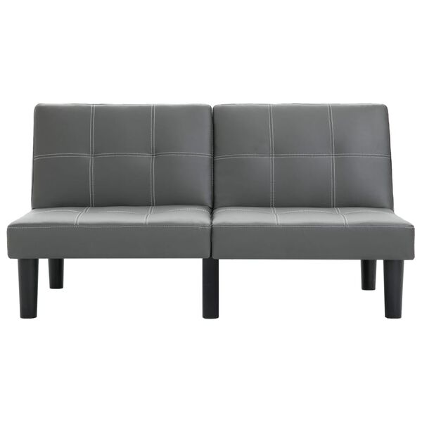 vidaXL divvietīgs dīvāns, pelēka mākslīgā āda