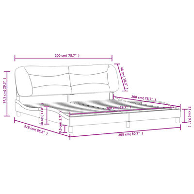 vidaXL gultas rāmis ar galvgali, melns, 200x200 cm, audums