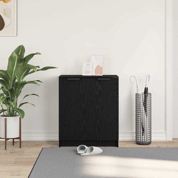 vidaXL Apavu skapis Melns ozolkoks 59 x 35 x 70 cm Inženierijas koks