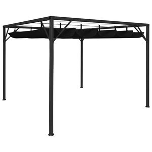 vidaXL dārza nojume ar izvelkamu jumtu, antracītpelēka, 3x3 m