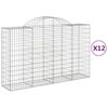 vidaXL arkveida gabiona grozi, 12gb., 200x50x120/140cm, cinkota dzelzs