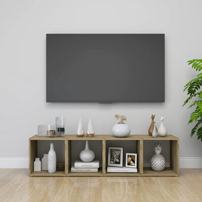 vidaXL TV plaukti, 2 gab., balti, ozolkoka, 37x35x37 cm, skaidu plātne