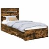 vidaXL Gultas rāmis ar atvilktni Dūmu ozols un sudrabs 75 x 190 cm
