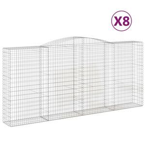 vidaXL arkveida gabiona grozi, 8 gb., 400x50x180/200cm, cinkota dzelzs