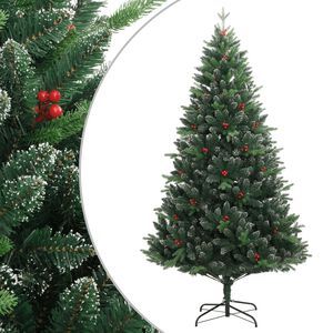 vidaXL mākslīgā Ziemassvētku egle ar sarkanām ogām, 120 cm