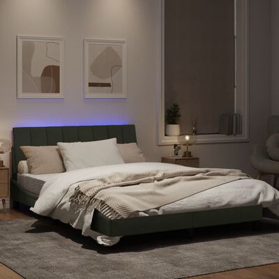 vidaXL gultas rāmis ar LED, gaiši pelēks samts, 120x200 cm