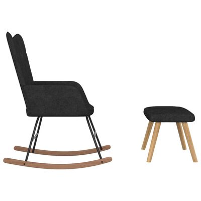 vidaXL šūpuļkrēsls ar kāju balstu, melns audums